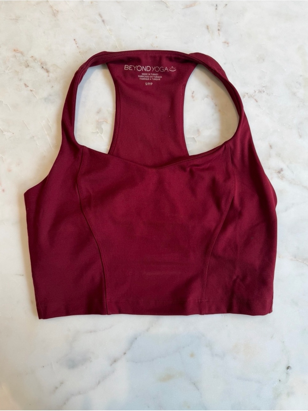 NWOT Beyond Yoga Wine Burgundy Racerback Longline Cropped Workout Tank